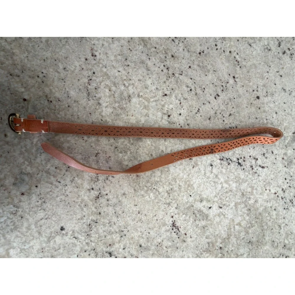 J.Crew Tan Leather Perforated Belt Size S‎